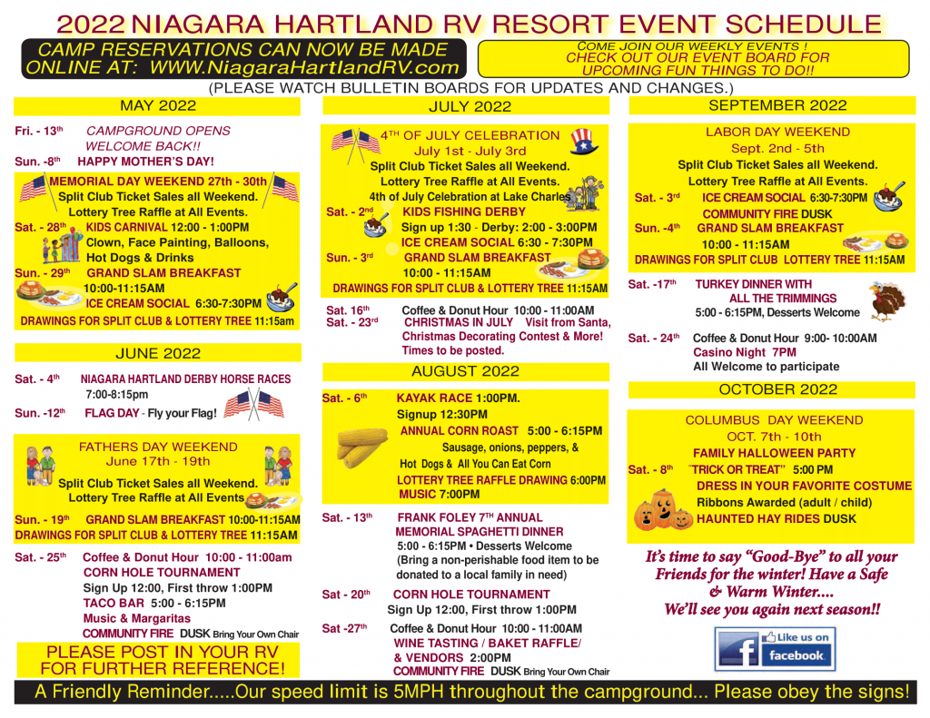 Events Niagara Hartland RV Resort
